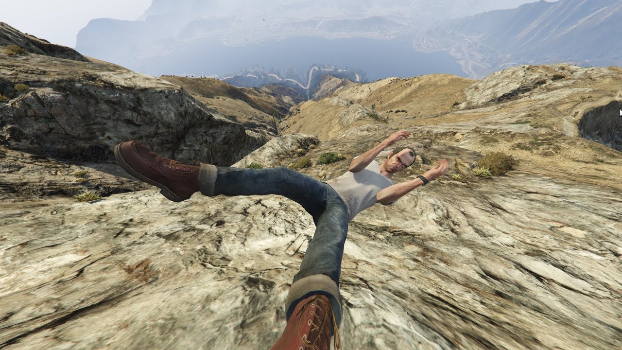 GTA 5 - Ragdolls And Crazy Falls N67. mountains - (Euphoria physics)