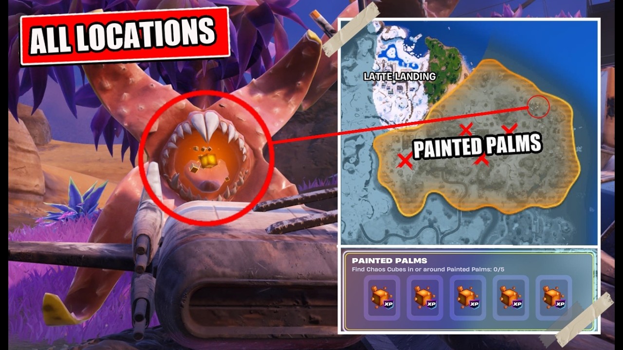 Руководство по Fortnite | Все места расположения кубов Хаоса в локации Painted Palms (5)