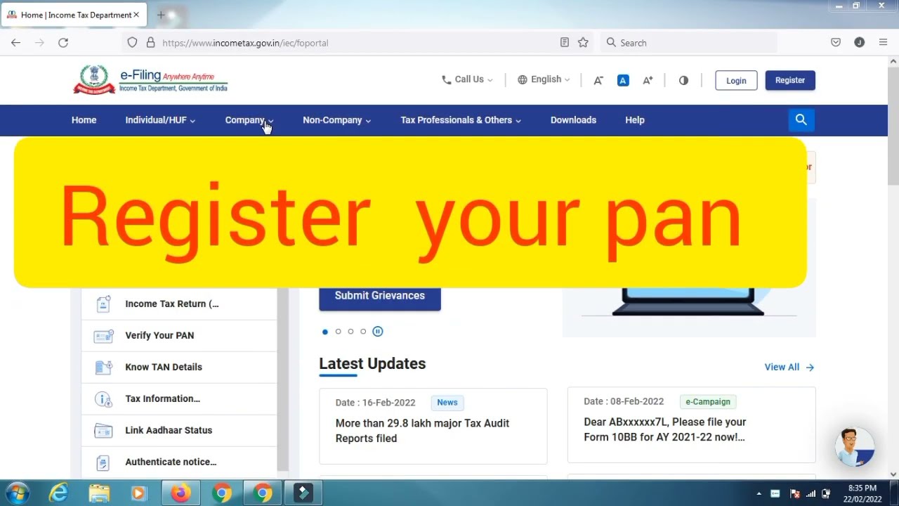 How to register pan Incometax new portal in Tamil