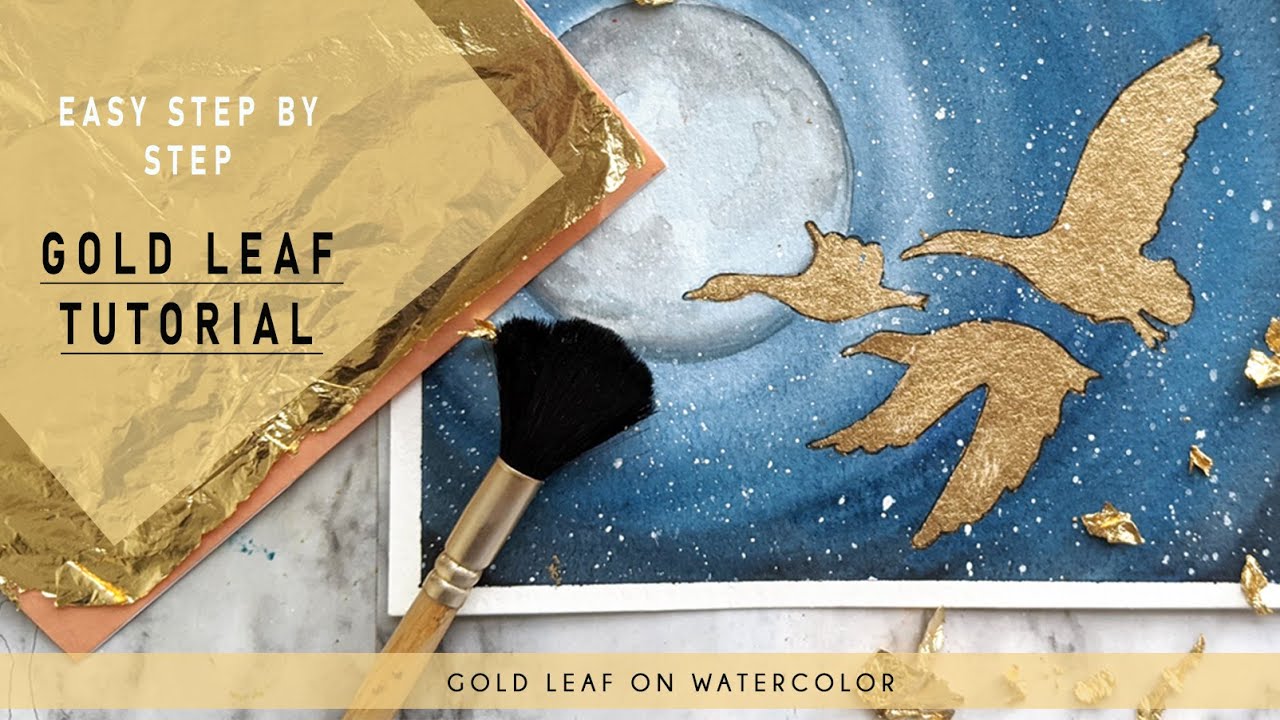 Step by step easy Gold Leaf Tutorial on Watercolor Painting