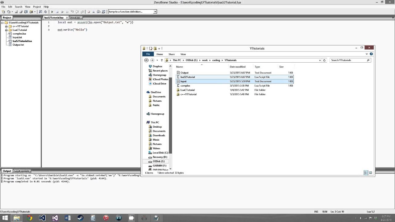 Lua 5.2 Tutorial 22: The IO Library