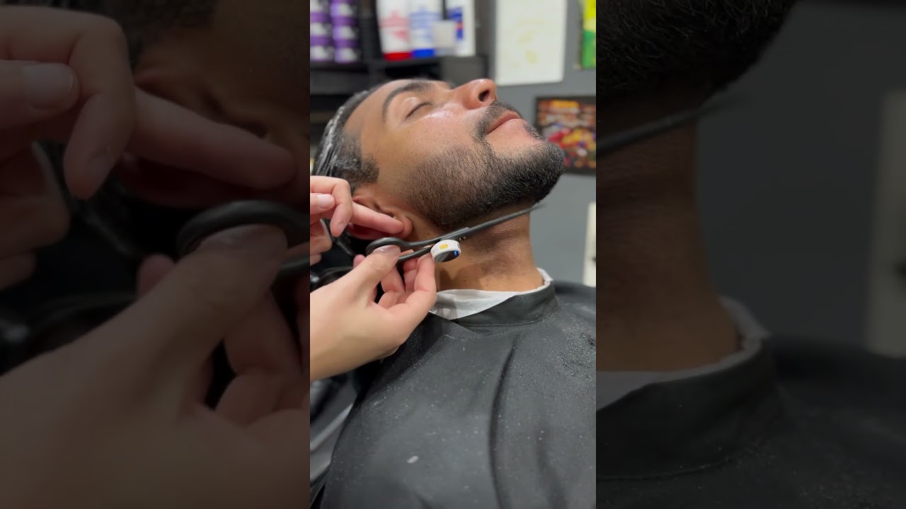 ASMR CORTANDO A BARBA #asmr #tesoura #barba #cortando #barbearia