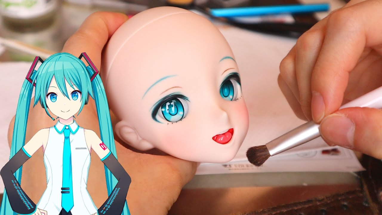 【HATUNE MIKU DOLL】初音ミクのヘッドメイクしてみました！【HEAD MAKE】