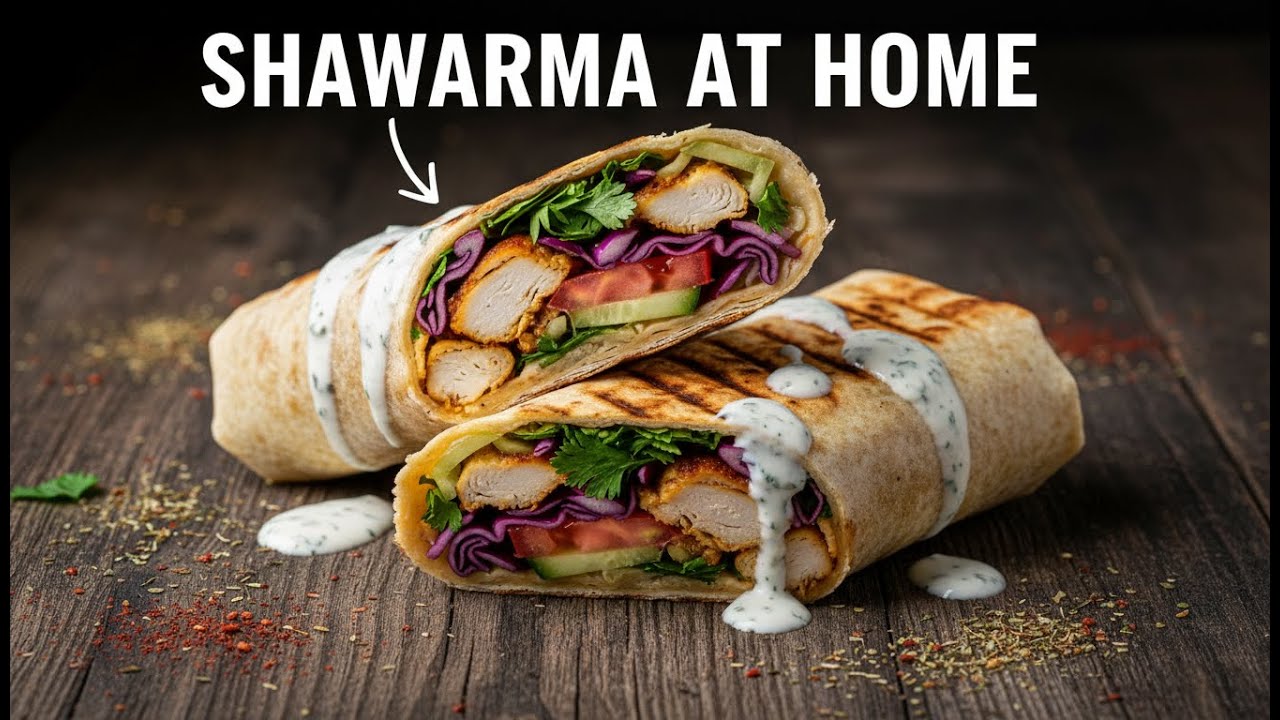 Chicken Shawarma at Home | Soft Chicken, Creamy Sauce, Perfect Wrap