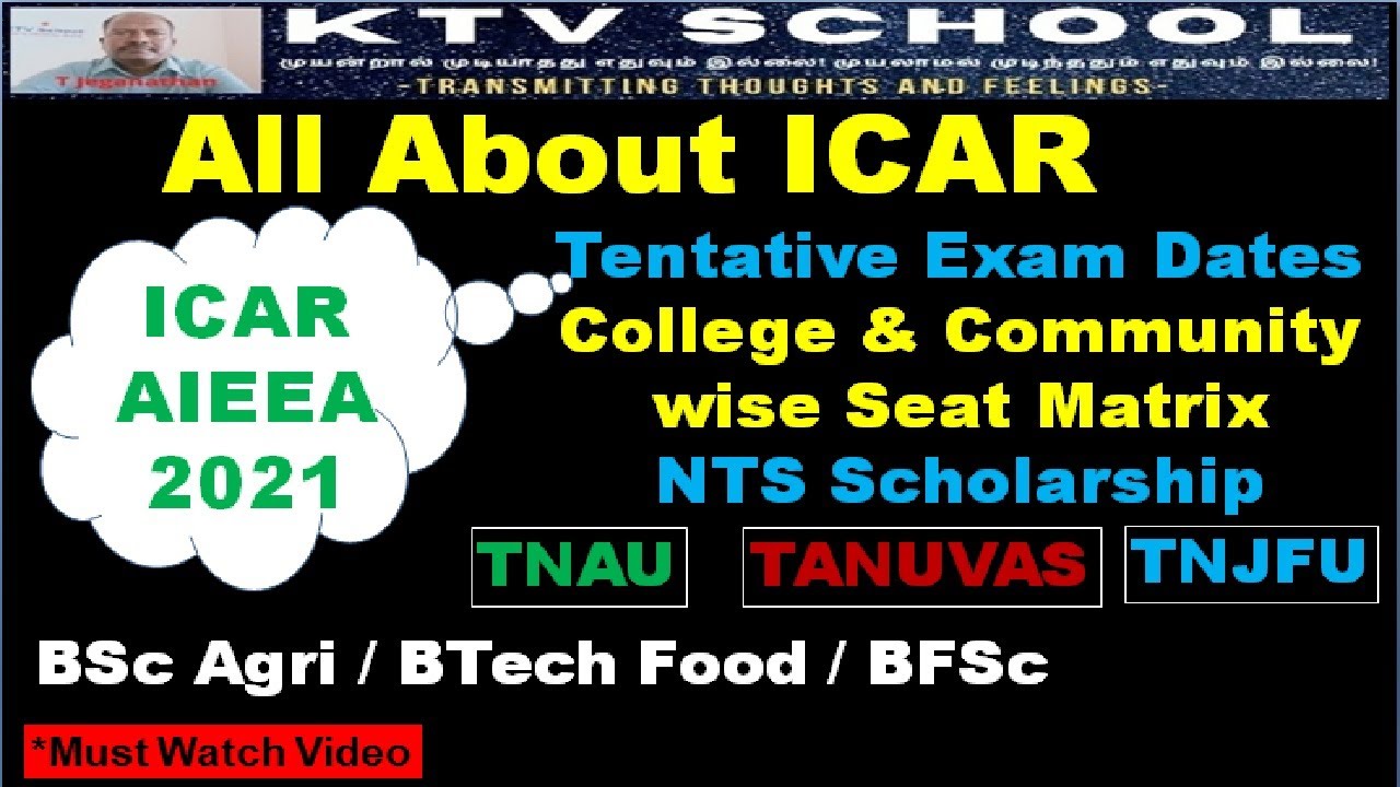 ICAR AIEEA 2021: Expected Exam Dates / College & Community wise Seats / NTS Scholarships