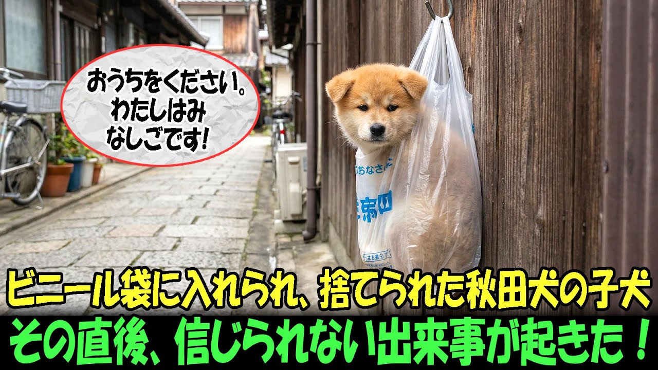 【奇跡の実話】ビニール袋に入れられ、捨てられた秋田犬の子犬…その直後、信じられない出来事が起きた！