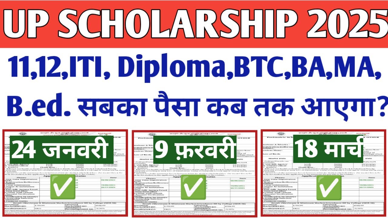 UP Scholarship 2025-26 Payment Date | UP Scholarship 2025-26 Kab Tak Aayega #upscholarship