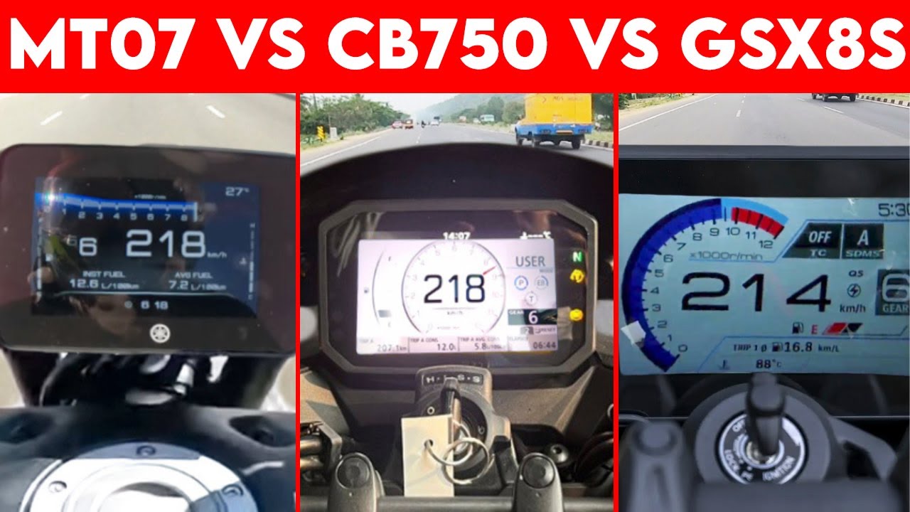 GSX-8S VS MT 07 VS CB 750 | 0 TO 250 | TOPSPEED CLOSE BATTLE !!!