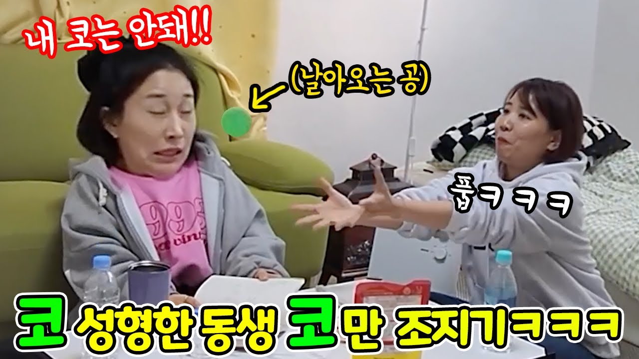 SUB) 코 성형수술한 동생 하루종일 코만 조지기ㅋㅋㅋㅋㅋㅋㅋ와 역시 리액션맛집ㅋㅋㅋㅋ