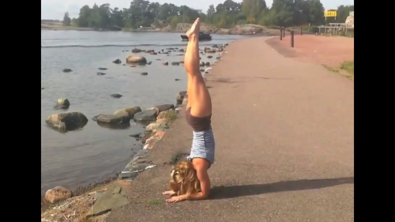 Press Up with Both Legs into Pinchamayurasana with Kino in Finland