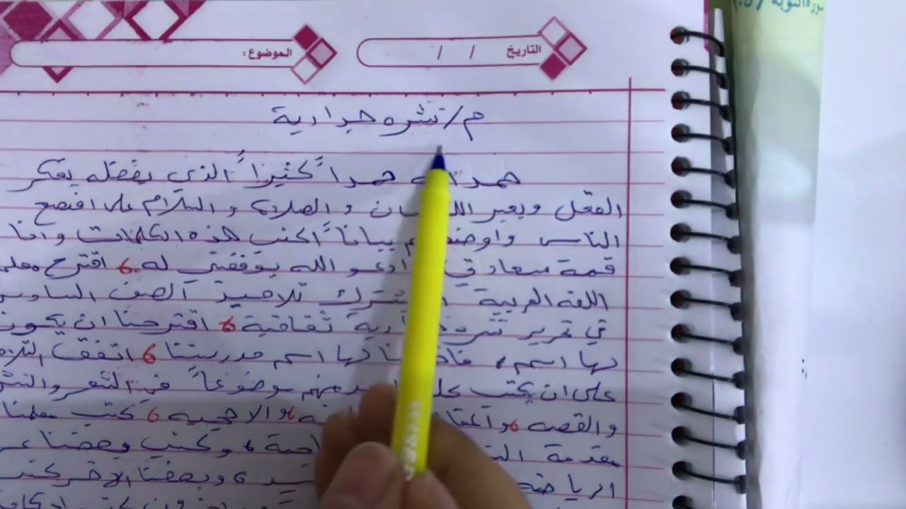 نشرة جداريه التعبير الكتابي الصف السادس الابتدائي ص٢٩