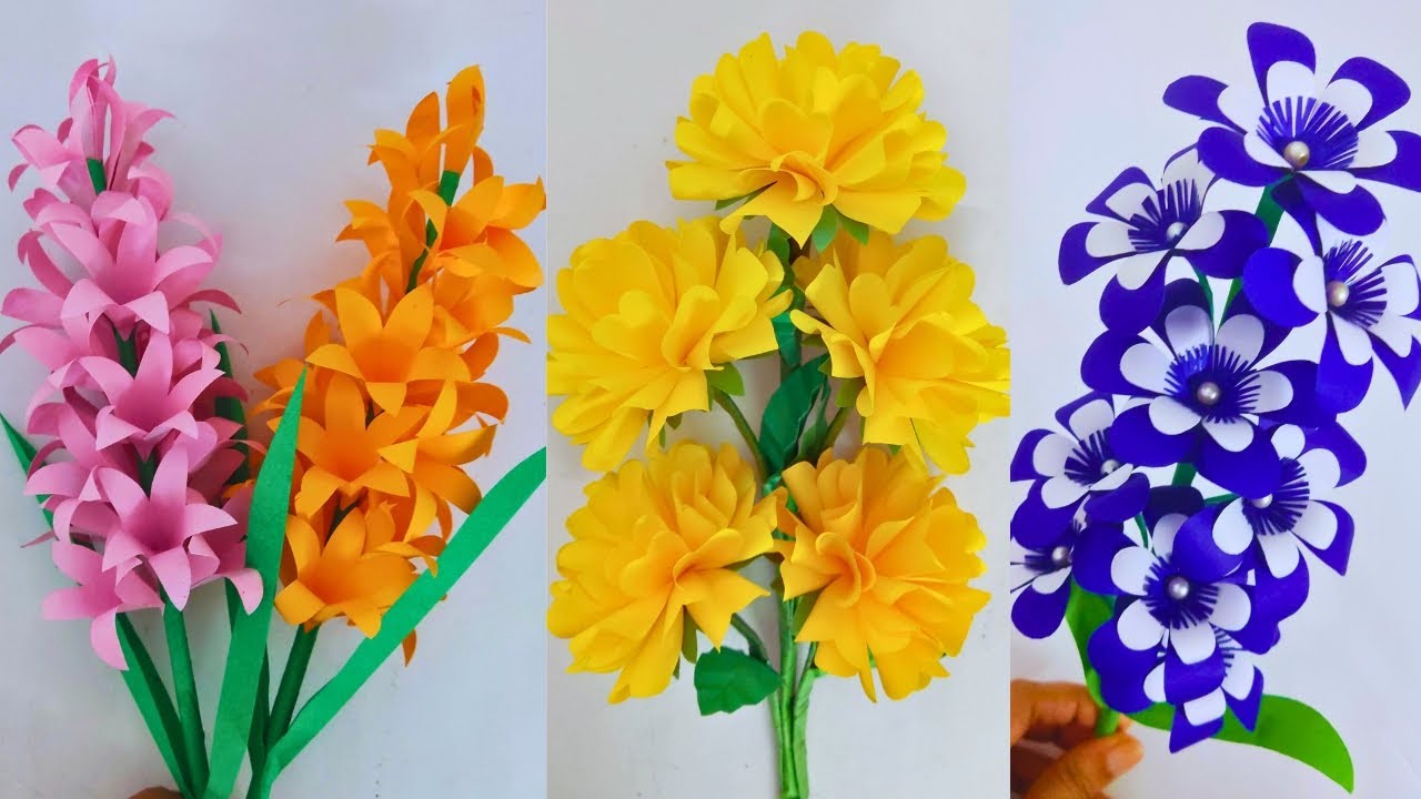 3 Beautiful Paper Flowers Making Tutorial | Paper Craft Ideas | DIY Paper Flowers 