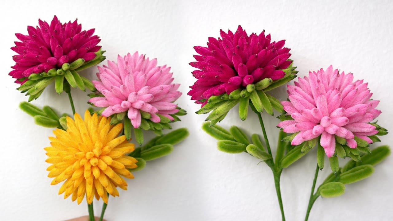 How to Make Beautiful Pipe Cleaner Flower | diy fuzzy wire flowers tutorial | DIY Simple Crafts