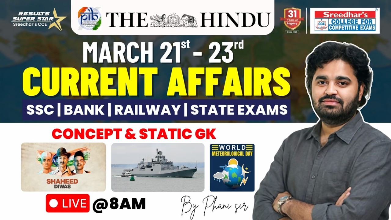 🔴Live | Daily Current Affairs in Telugu | March 21-23rd | Latest & Important News | PHANI SIR