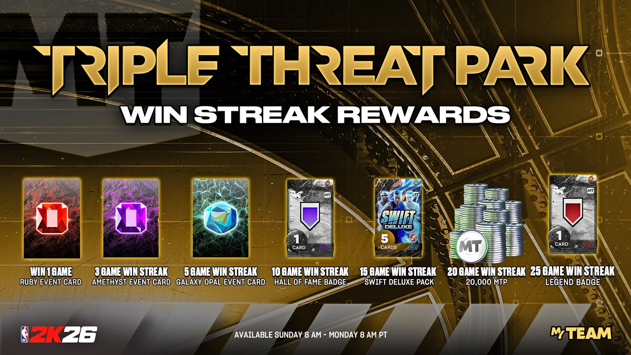 Sunday Triple Threat Streak for Rewards! NBA 2k26 Myteam | Add Me To Run With ME: Youtubedcentric