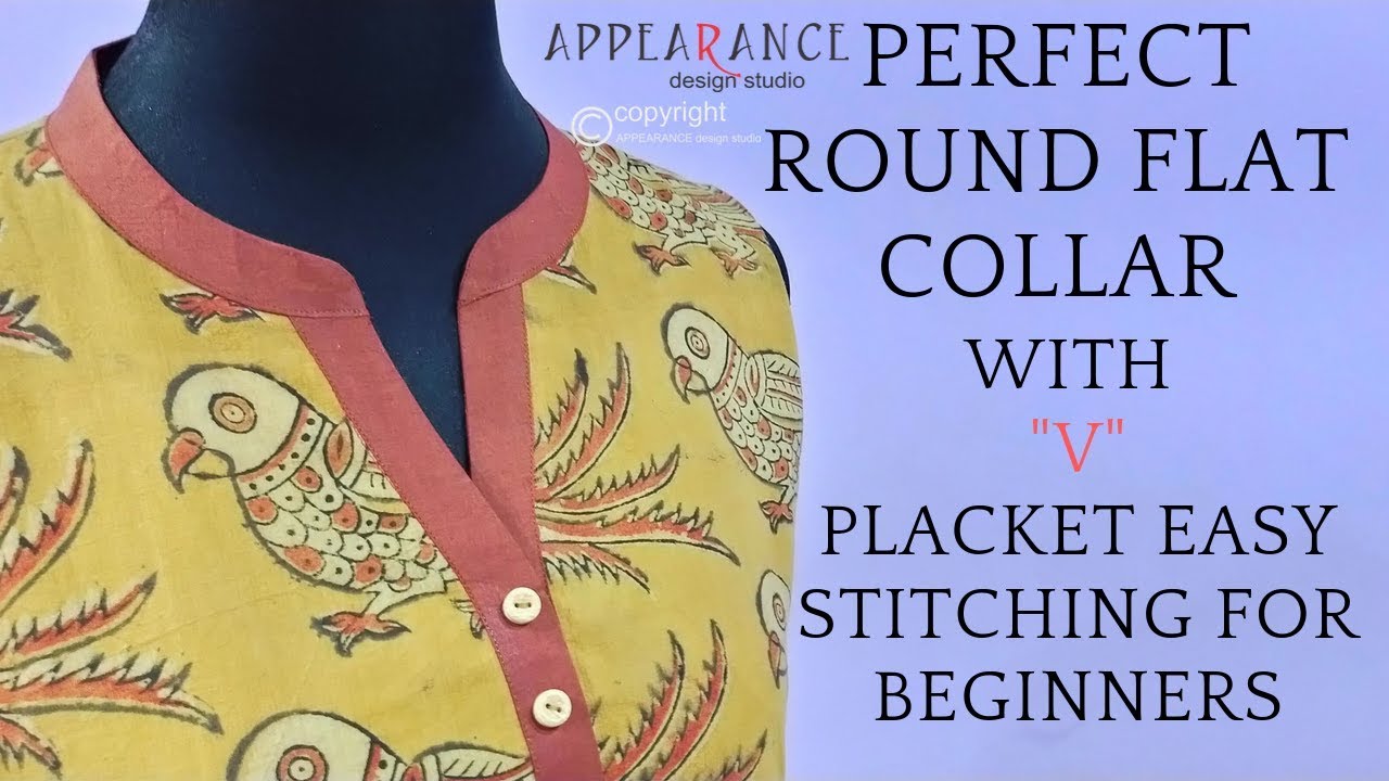 Perfect Round Flat Collar With V Placket Easy Stitching For Beginners Easy Method ❤️ Sewing Tutorial