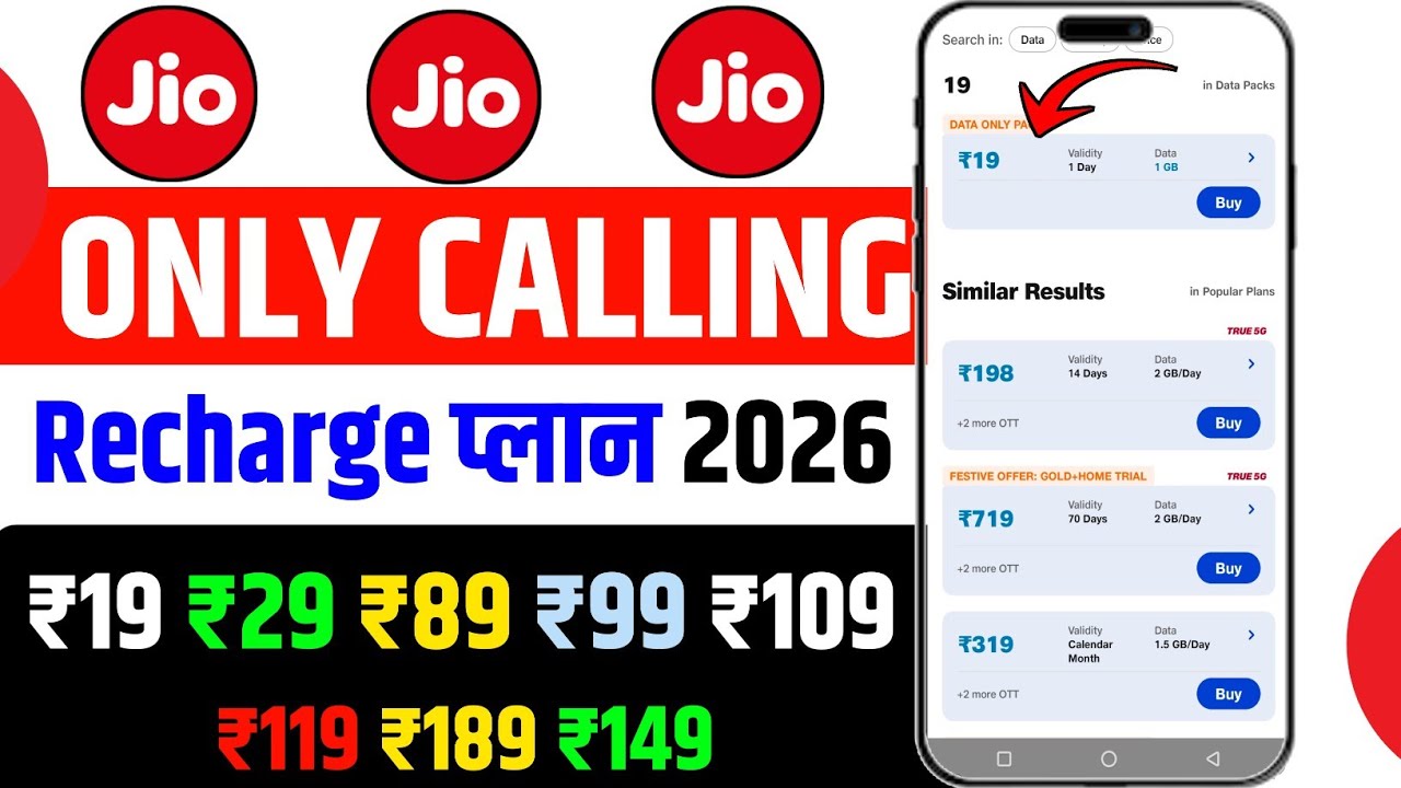 Jio only calling plans 2026 | Jio ka voice only plans | Jio validity recharge plans | Jio sasta plan