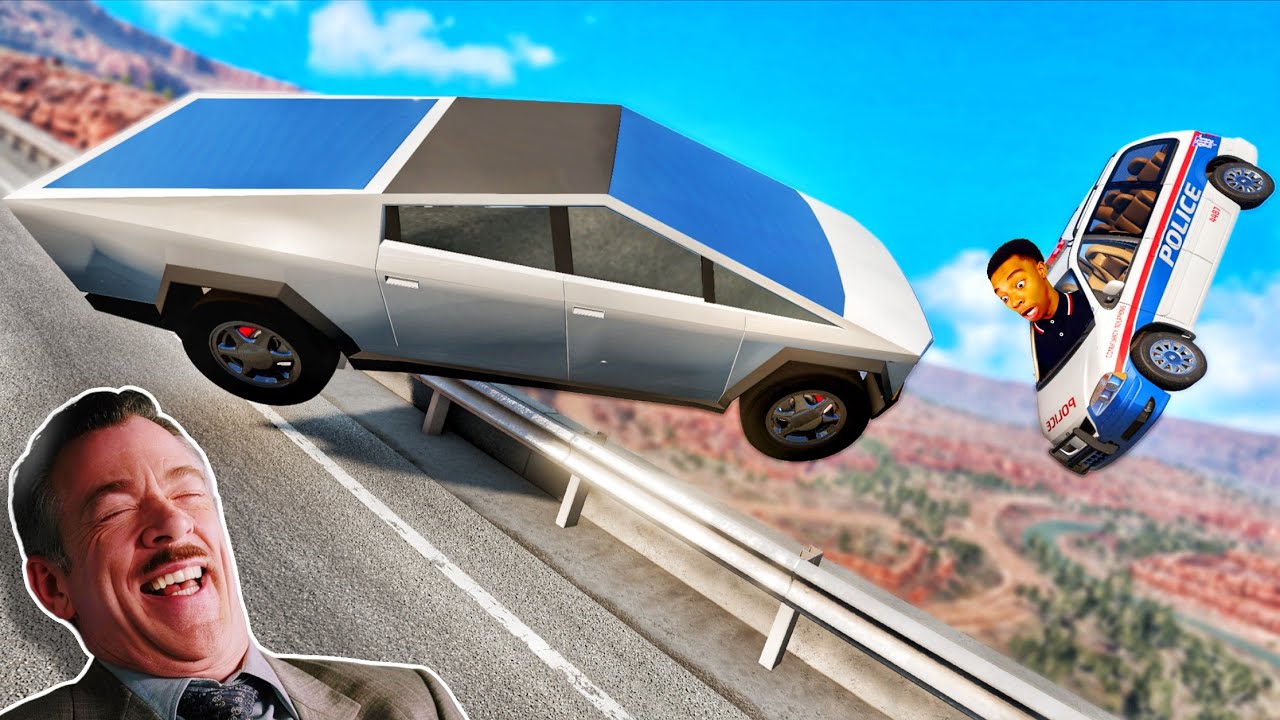 Смешные моменты с Tesla Cybertruck 🤣 #3 - [BeamNG.Drive]