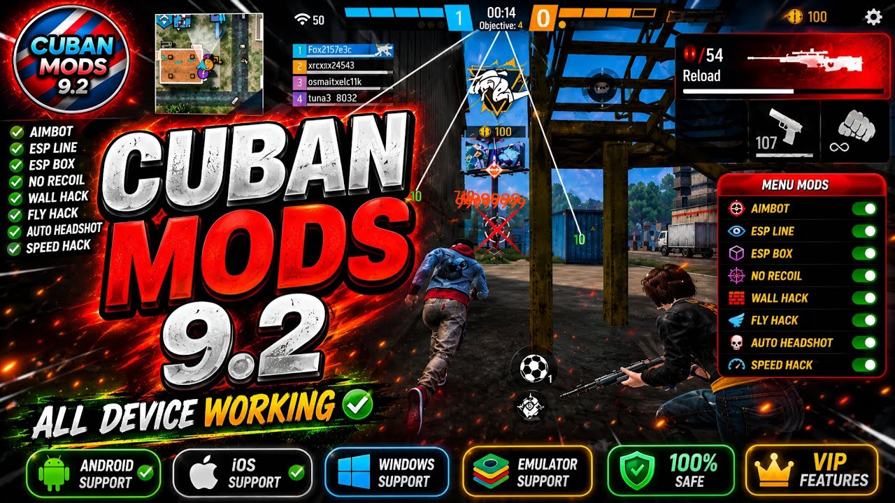 CUBAN MODS 9.2 / FF HEADSHOT PANEL FOR MOBILE / FREE FIRE HACK FILE NEW | PANEL FOR FREE FIRE 