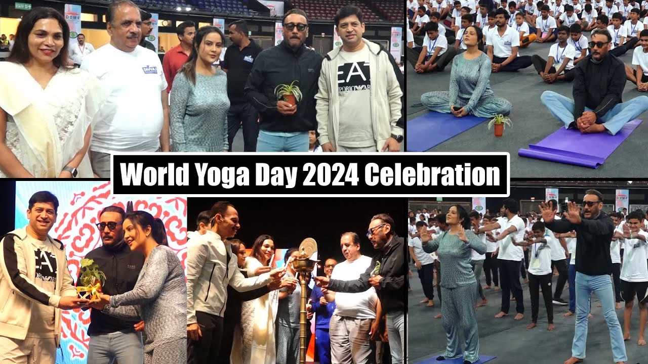 Amruta Fadnavis And Jackie Shroff At Celebration Of World Yoga Day 2024