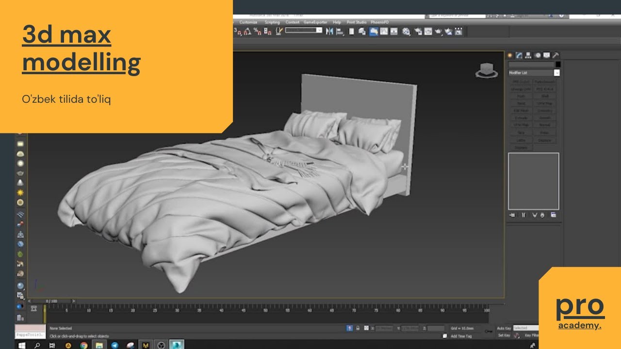 3D max | modelling uzbek tilida, karovat yasaymiz to'liq.