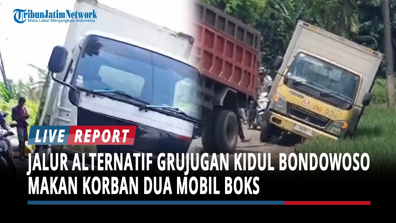 BREAKING NEWS : Sempit & Padat, Jalur Alternatif Grujugan Kidul Bondowoso Makan Korban 2 Mobil Boks