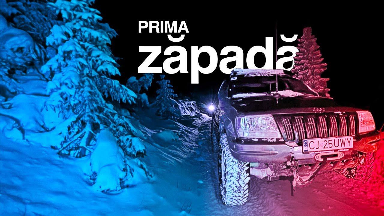 Offroad la miezul nopții spre Muntele Mare pe viscol, ger și zăpadă.