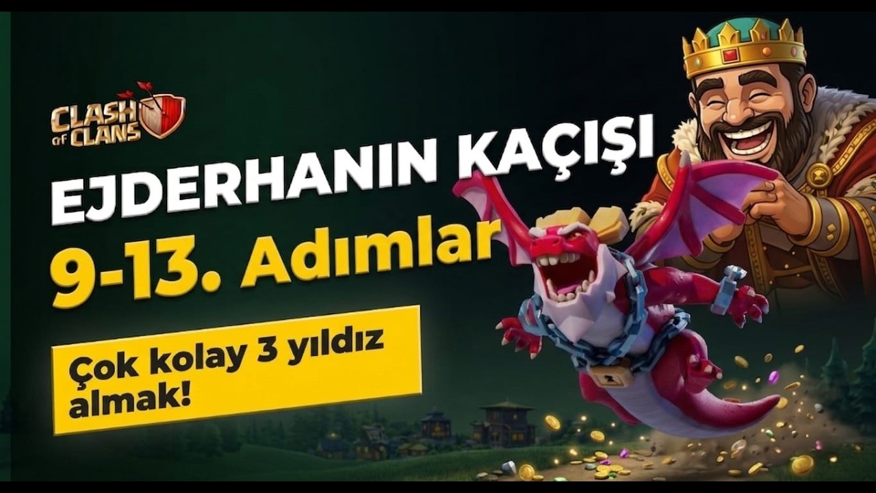 NASIL 3 YILDIZ ALINIR? (ÇOK KOLAY) KAHRAMAN SEFERİ: EJDERHANIN KAÇIŞI. 9-13. ADIMLAR. CLASH OF CLANS