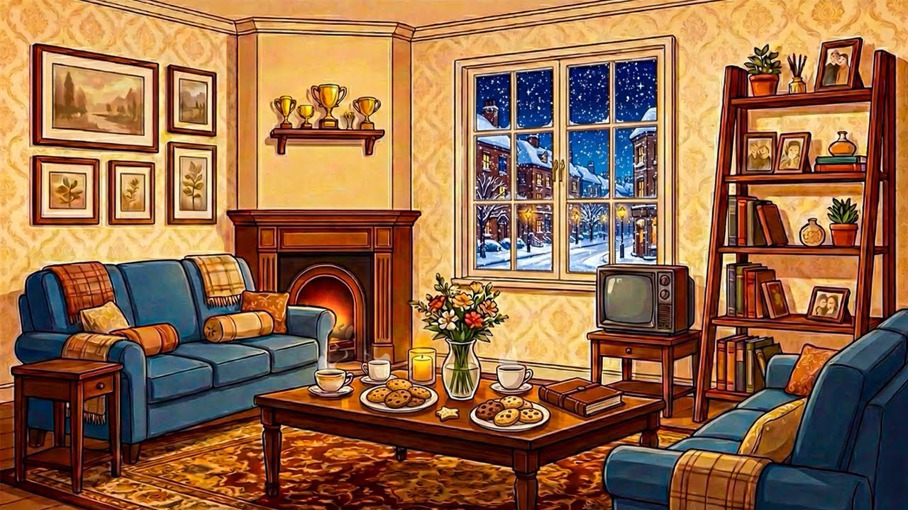 Classic Oldies 1940s Tunes Playing in Another Room ✨ 1940s with Smooth Snowy Winter Night for Sleep