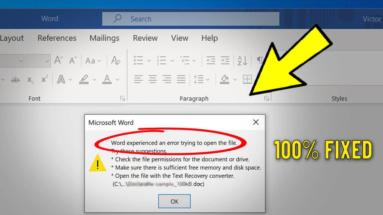 Как исправить Ошибка Word При Попытке Открытия Файла в Microsoft Word ⚠️