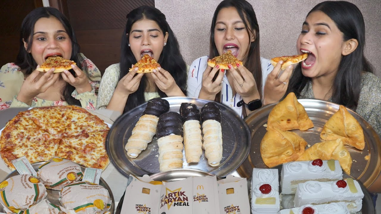 BIG BITE Food Eatting Challenge | Cream Roll, Pizza, Samosa, Burger, Pastry Big Bite Challenge