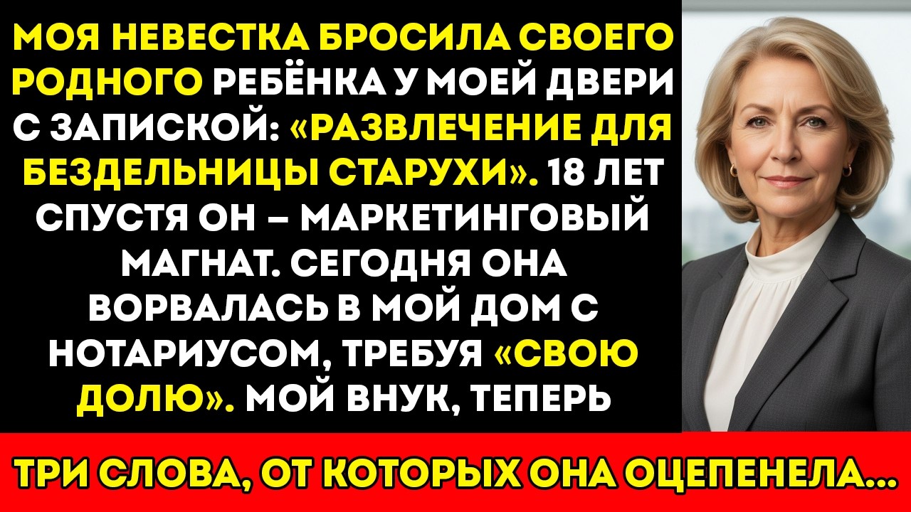 Моя невестка оставила младенца у моей двери — а 18 лет спустя вернулась, увидев, кем он стал…