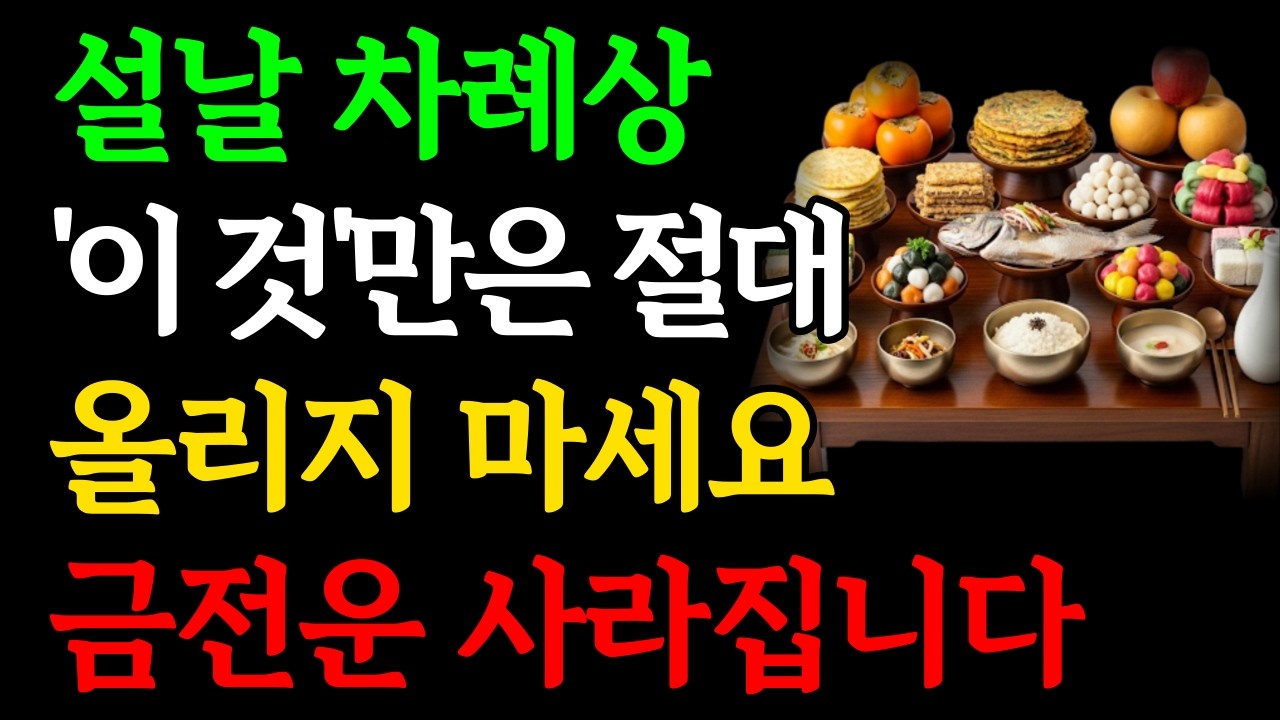 설날 차례상에 '이것'은 절대 올리지 마세요, 금전운 사라집니다｜설날 제사상 '이 음식'만은 절대 놓지마세요｜부자되려면 꼭 보세요｜재물운 징조 돈복 재물복 부자 풍수