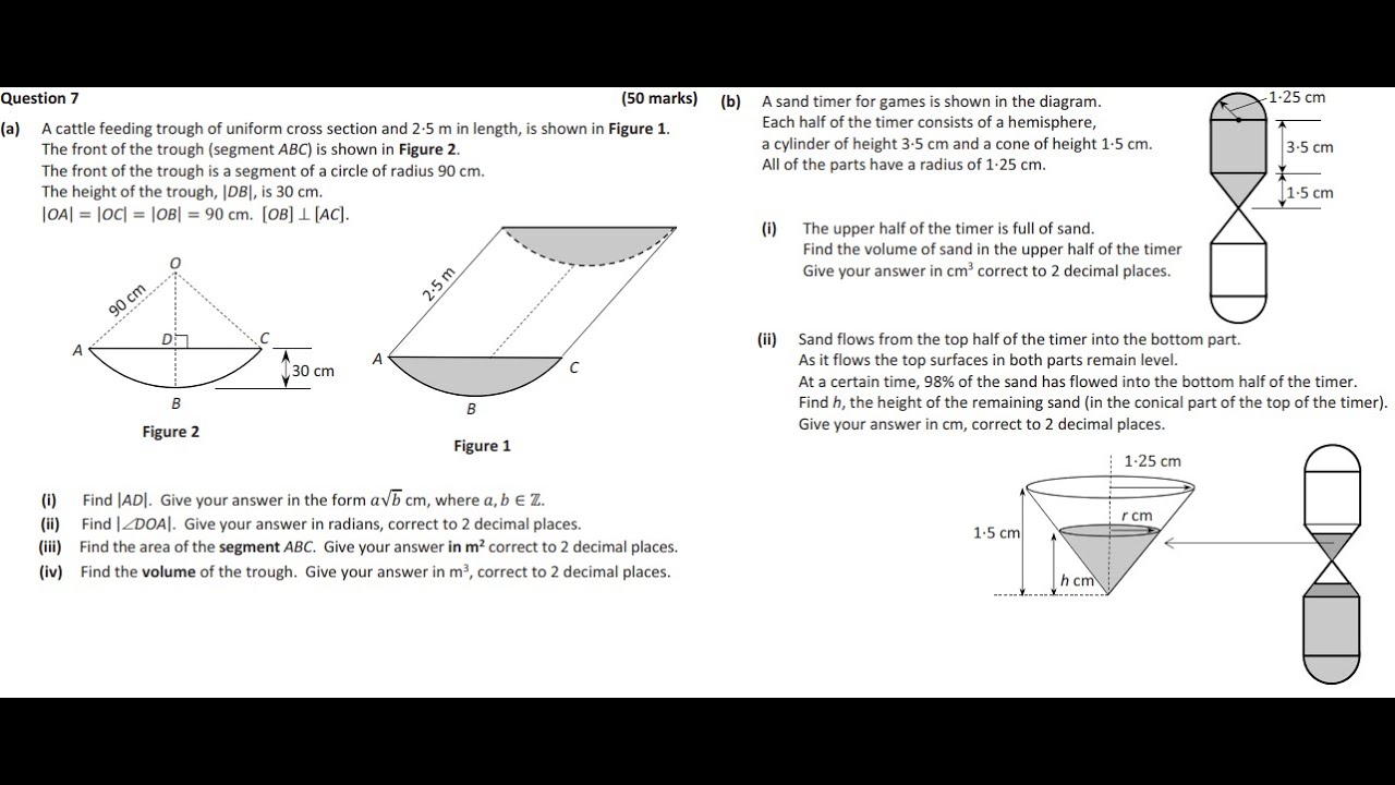 Question 7 solutions for 2019 leaving cert Paper 2 higher level
