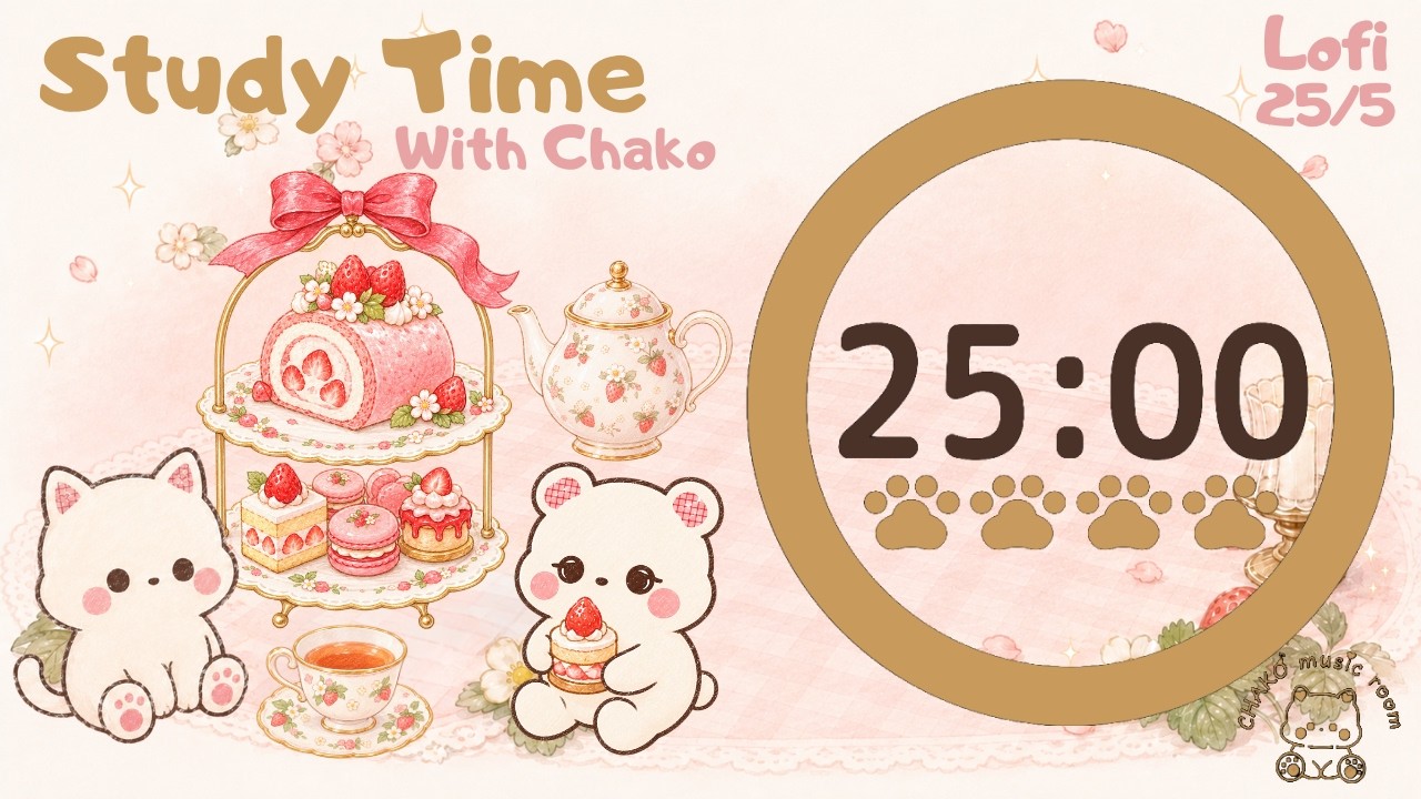 Tea time☕️🫖 2HR Pomodoro timer 25/5 &times;4 ⏳| Lofi | No Vocals | Study with me📚