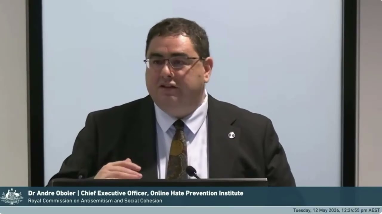 Andre Oboler discussed the rise in online antisemitism in recent years at the Royal Commission.