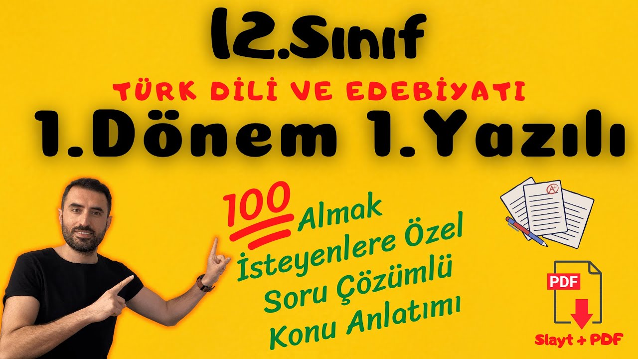 12.Sınıf Türk Dili ve Edebiyatı 1.Dönem 1.Yazılı Soruları (12 Edebiyat 1.Dönem 1.Sınav) +PDF