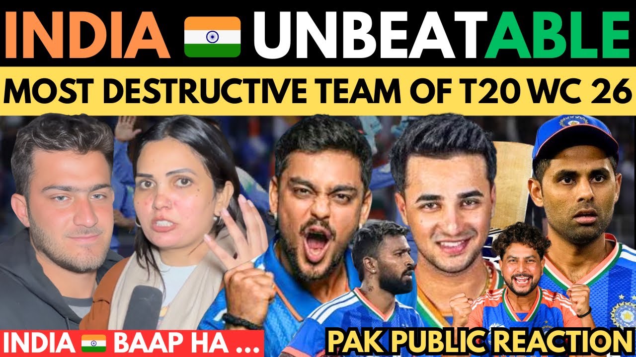 INDIAN 🇮🇳 TEAM UNBEATABLE! MOST DESTRUCTIVE TEAM OF T20 WC 2026 ! BAAP BAAP HOTA ! PAK reaction