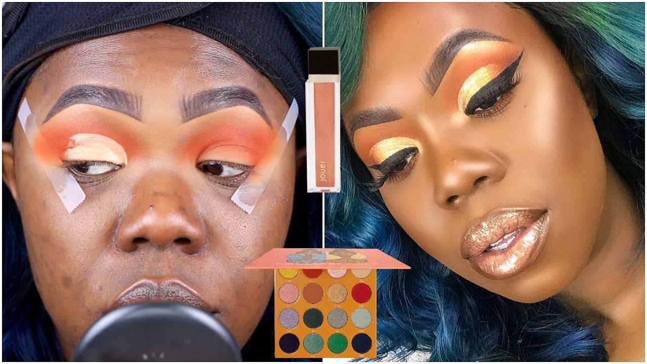 Tutorial| Orange Glitter Cut Crease W/Juvia's Place + Jouer