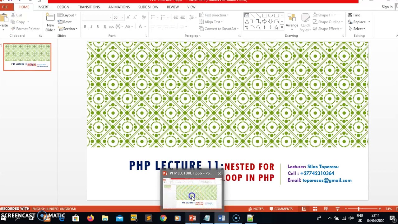PHP Lecture 11: DEMONSTRATING HOW TO WRITE A NESTED FOR LOOP IN PHP