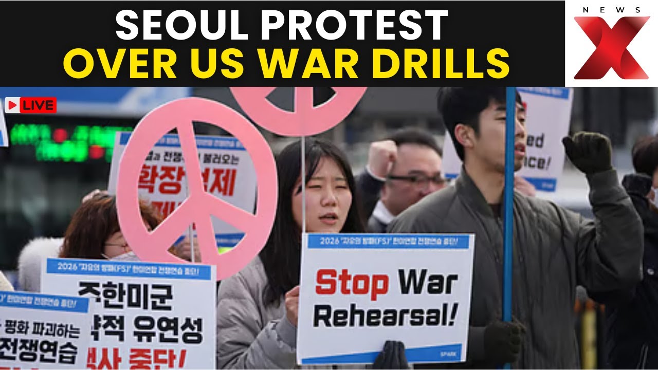 Seoul Protest LIVE: Anti-War Protesters Rally In Seoul Demanding Halt To US Military Drills