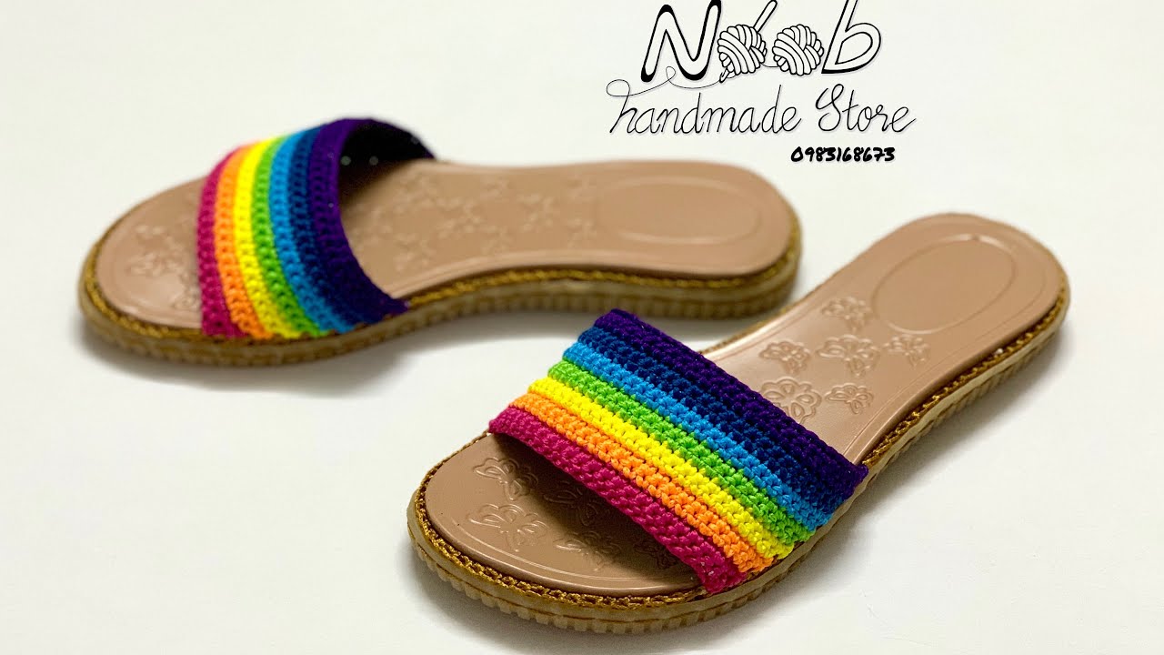 Hướng dẫn móc dép cầu vồng. Rainbow sandals crochet tutorial