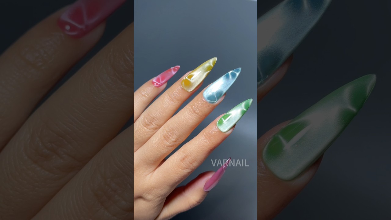 💐Candy Velvet Cat Eye Gel + Magnetic Beads #nails #nailart #nailinspo