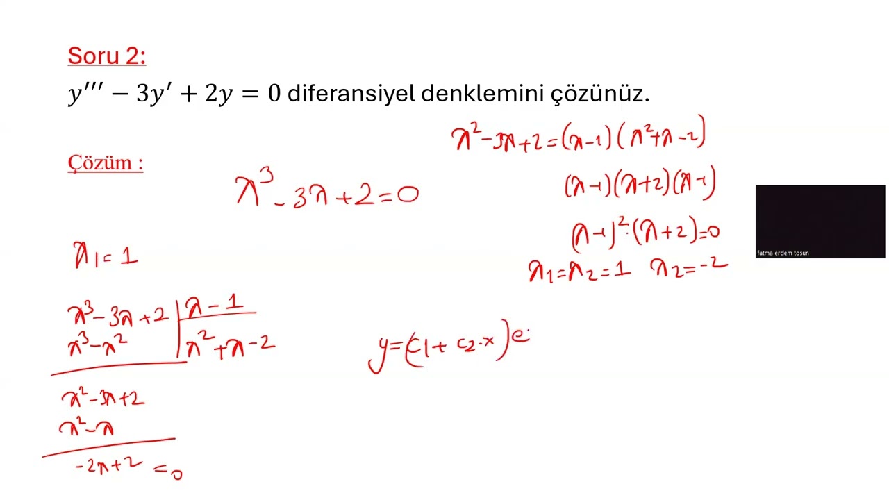 YÜKSEK MERTEBEDEN SABİT KATSAYILI LİNEER DİFERANSİYEL DENKLEMLER