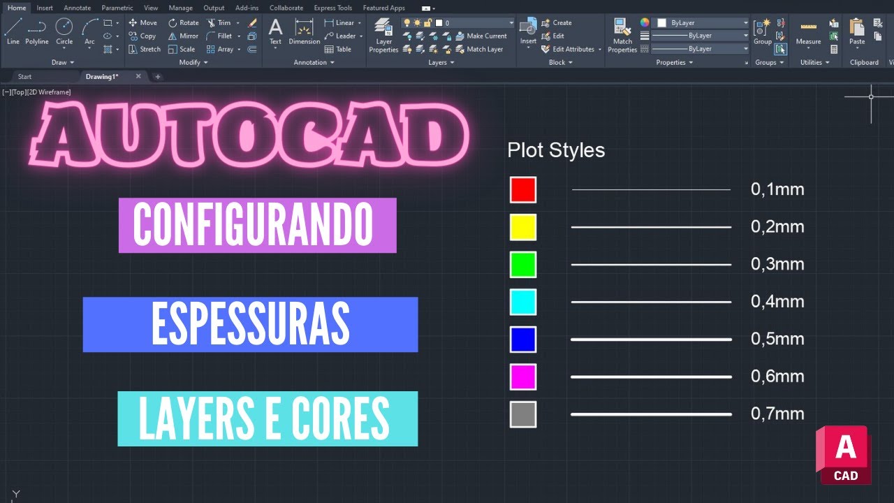 AUTOCAD - Arquivo de pena,  carregando arquivo CTB, configurando penas, cores e espessuras.