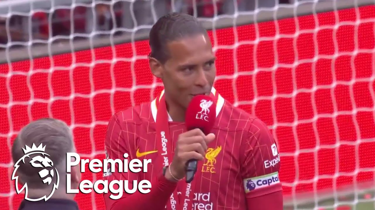 Virgil van Dijk addresses Liverpool fans at Anfield after Premier League trophy lift | NBC Sports