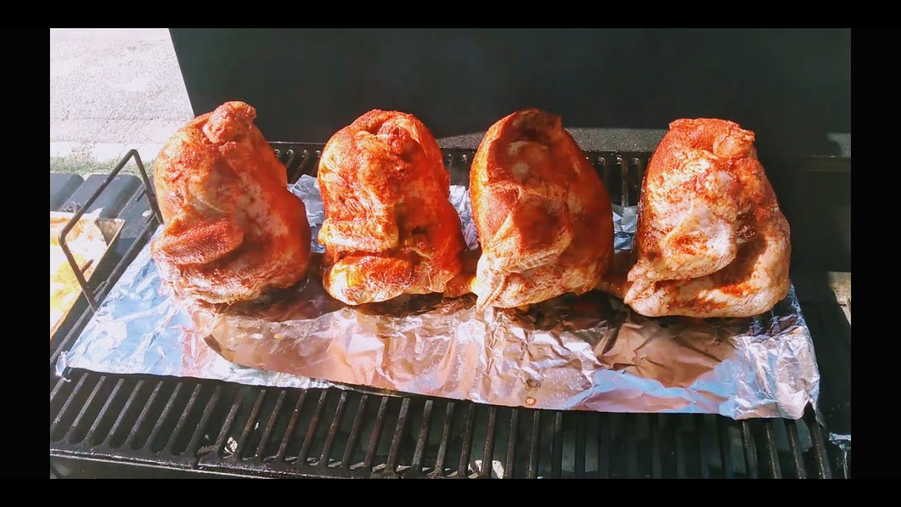 Pollo violado o pollo sentado,       1-Con cubeta 2- asador con tapa - Beer can chicken 2 methods
