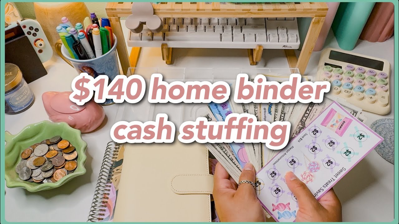 $140 home binder cash stuffing | stuffing completed mini savings challenges | budgetwithamanda