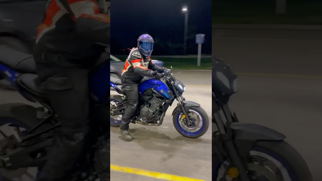 Yamaha MT-07 Sound Aggressive Black Widow Cold Start Ruroc💥💨#mt07 #yamaha #motorcycle #shorts