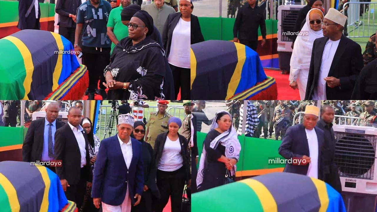 VIDEO: MAJONZI RAIS HUSSEIN MWINYI ALIVYOUAGA MWILI WA BABA YAKE UWANJA WA UHURU